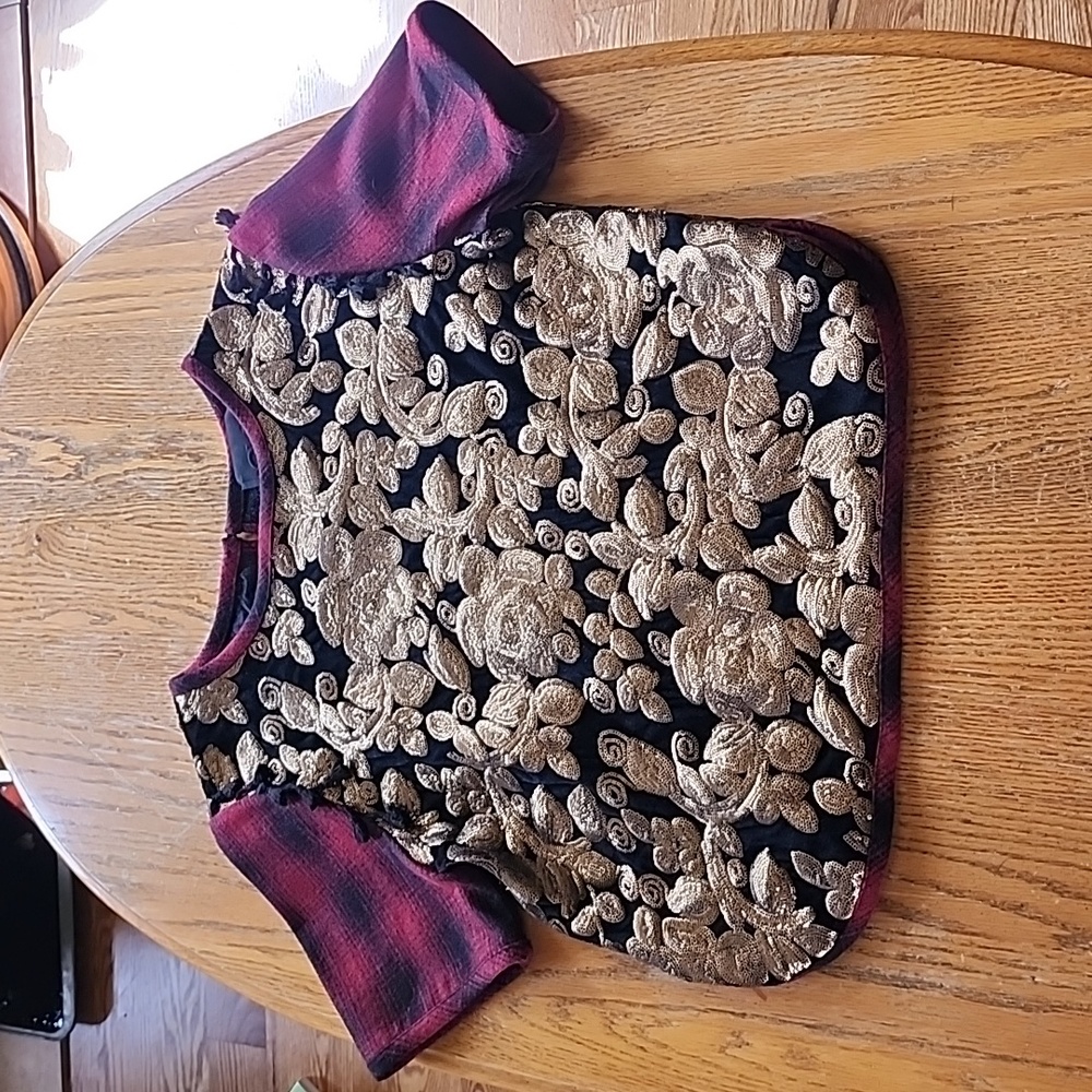 Gold Leaf Plaid Shirt XS